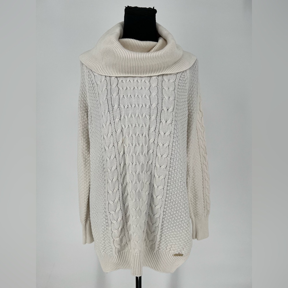 MICHAEL KORS IVORY CABLE KNIT COWL NECK SWEATER